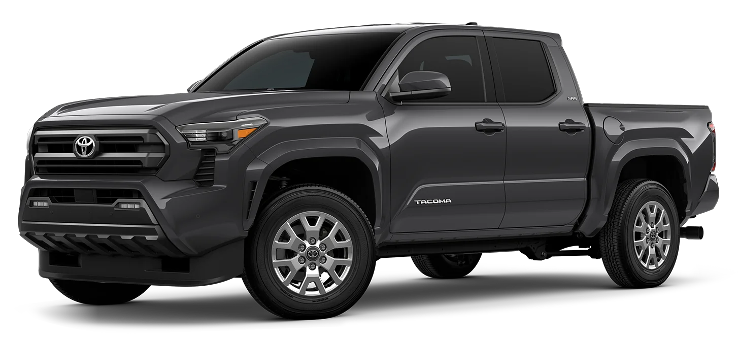Exterior view of a 2026 toyota I-FORCE MAX Hybrid HEV Tacoma. The truck features chrome accents and alloy wheels.