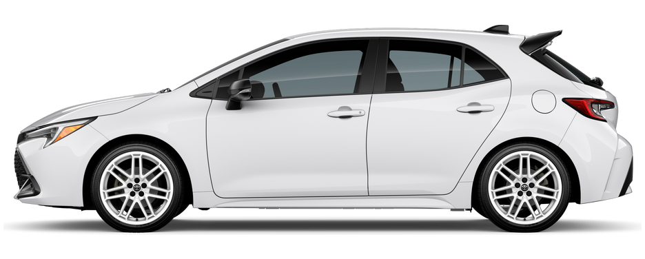 Side profile of a 2026 corollahatchback Corolla Hatchback FX 2.0L 4-Cyl. Engine Front-Wheel Drive