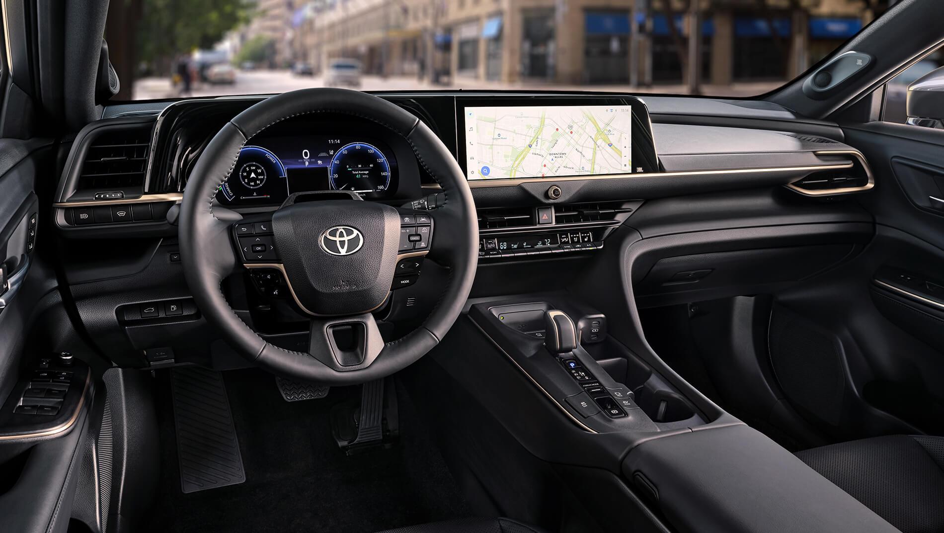 interior of a 2023 Toyota Crown featuring dashboard and touchscreen control center