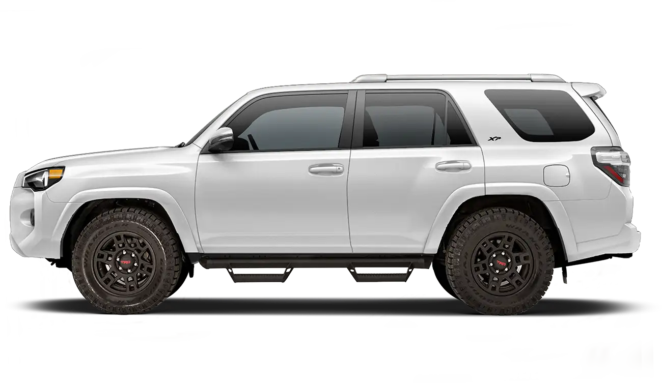 Exterior side image of a white Toyota 4Runner XP Predator XSeries Toyota Accessories
