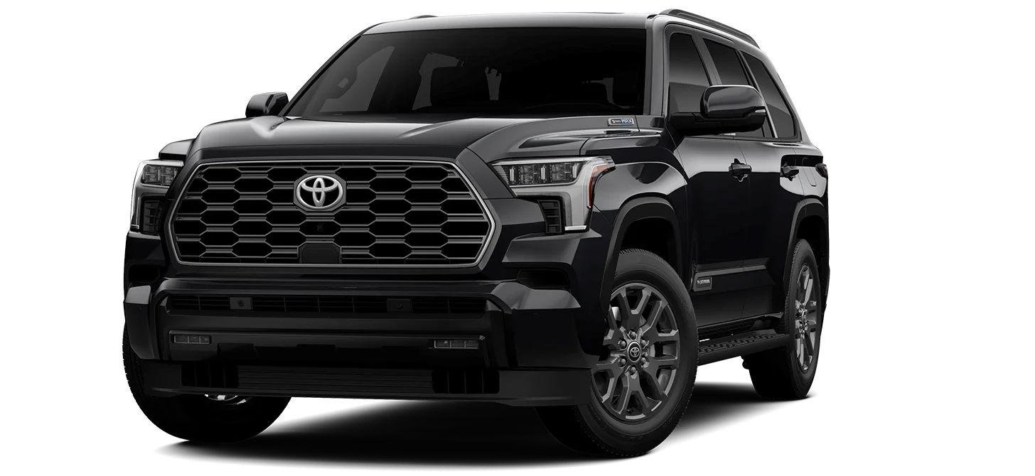 Promotional image of a 2025 or 2026 Toyota sedan, truck, or SUV hybrid vehicle shown in side profile on a white background.