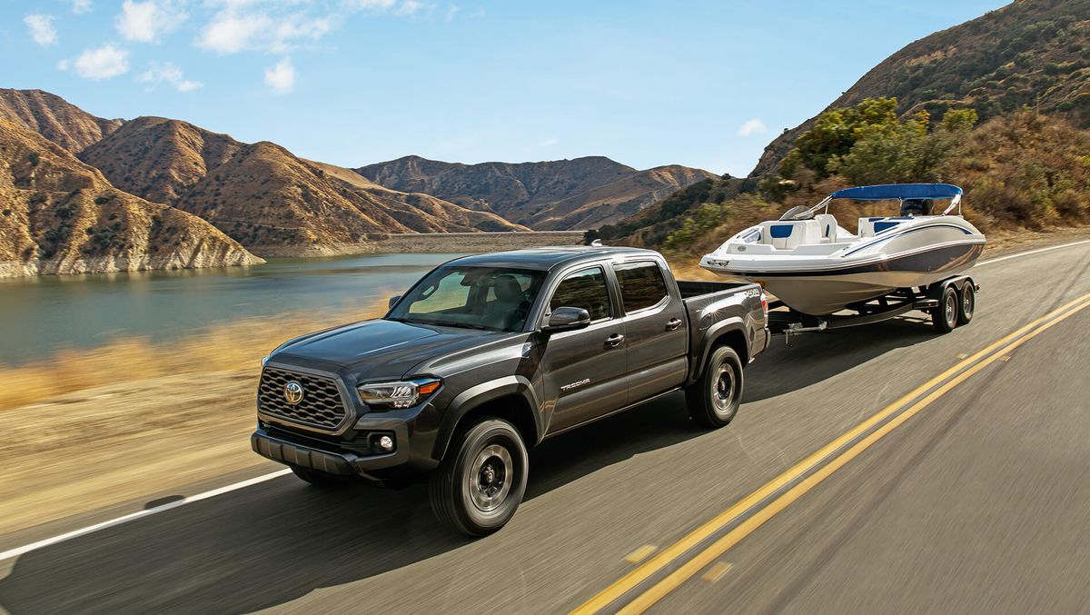 Toyota Tacoma towing boat