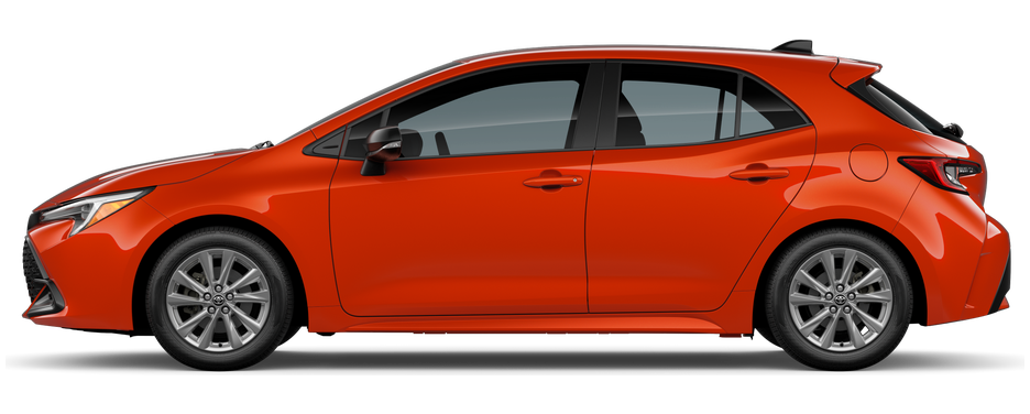 Side profile of a 2026 corollahatchback Corolla Hatchback SE 2.0L 4-Cyl. Engine Front-Wheel Drive
