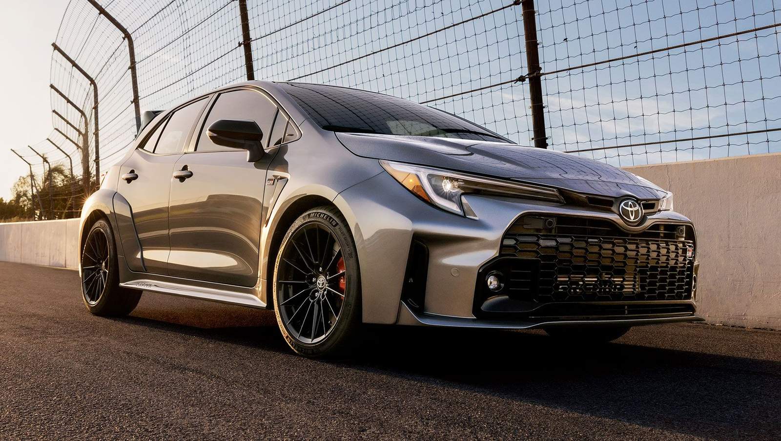 2024 Toyota Corolla driving on a closed race track