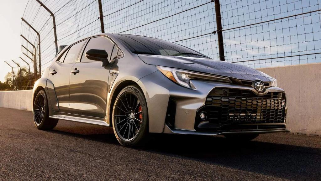 2024 Toyota Corolla driving on a closed race track