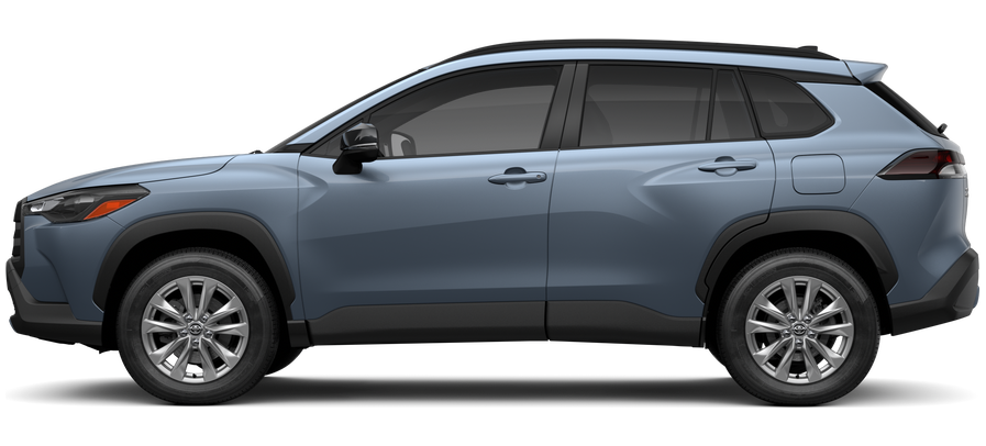Side profile of a 2026 corollacross Corolla Cross LE 2.0L 4-Cyl. Engine All-Wheel Drive