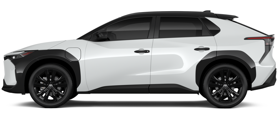 Side profile of a 2025 bz4x bZ4X Nightshade Electric Motors All-Wheel Drive