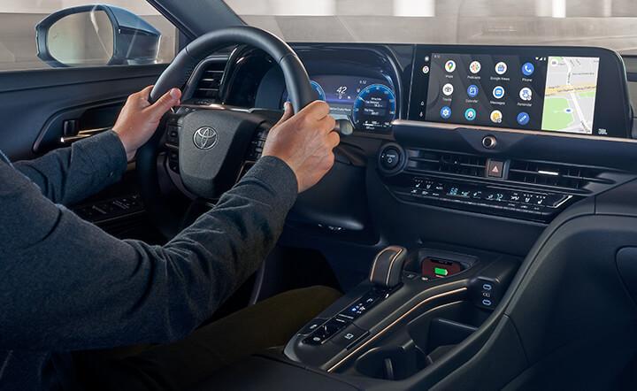 2023 Toyota Crown hybrid interior showing dashboard, touchscreen, and console