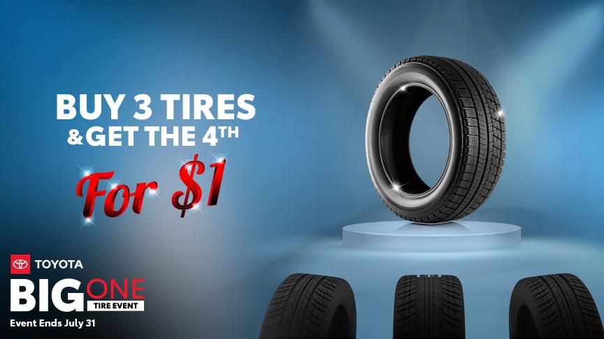 July Tire Event, Buy 3 tires get the 4th for $1