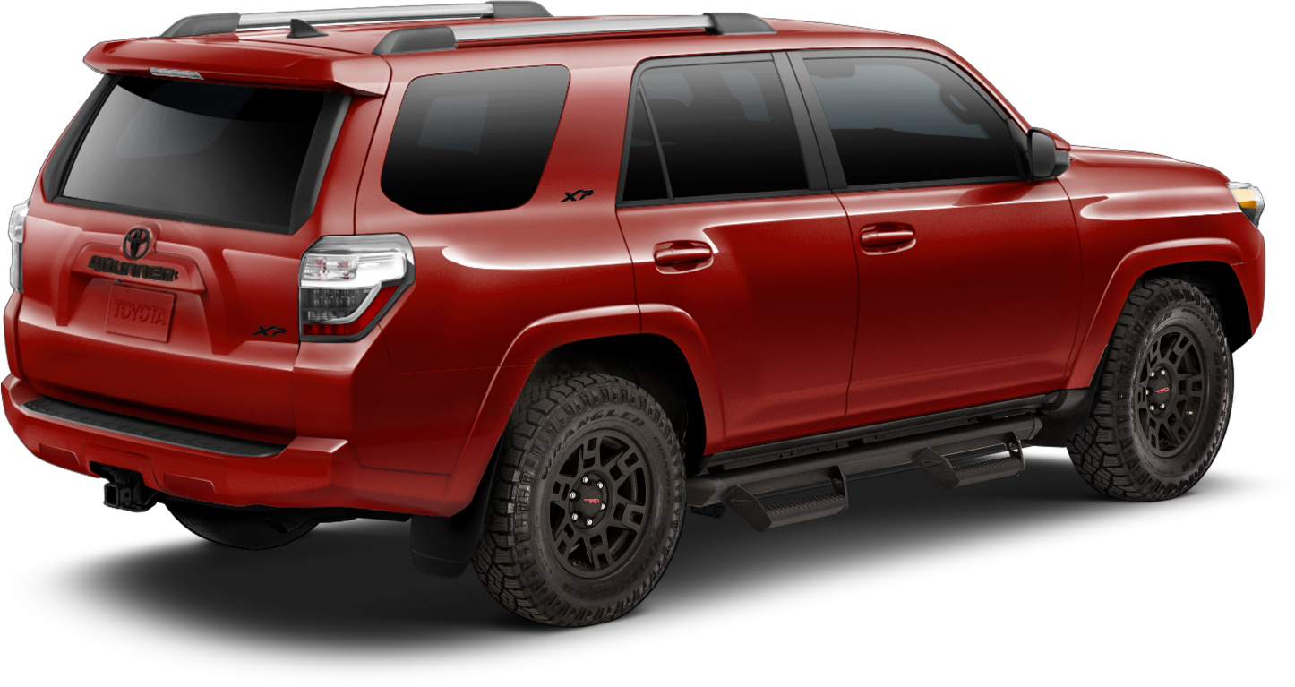 exterior back side image of a 2024 red Toyota 4Runner XP Xseries