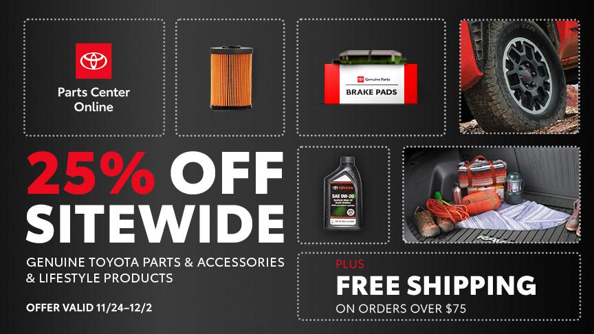 A collage showing automotive items: brake pads, a car tire, an air filter, motor oil, and a car trunk packed with bags, a blanket, and tools.