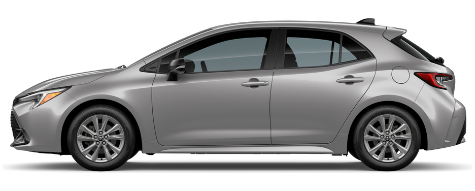 Side profile of a 2026 corollahatchback Corolla Hatchback SE 2.0L 4-Cyl. Engine Front-Wheel Drive