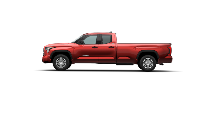 exterior image Red Toyota truck with extended truckbed
