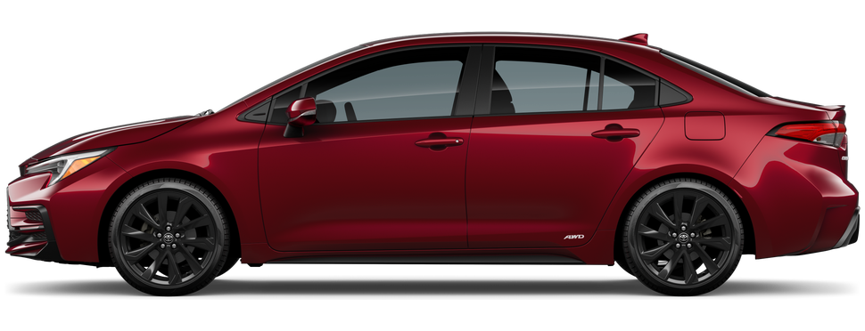 Side profile of a 2026 corolla Corolla Hybrid SE 1.8L 4-Cyl. Engine All-Wheel Drive