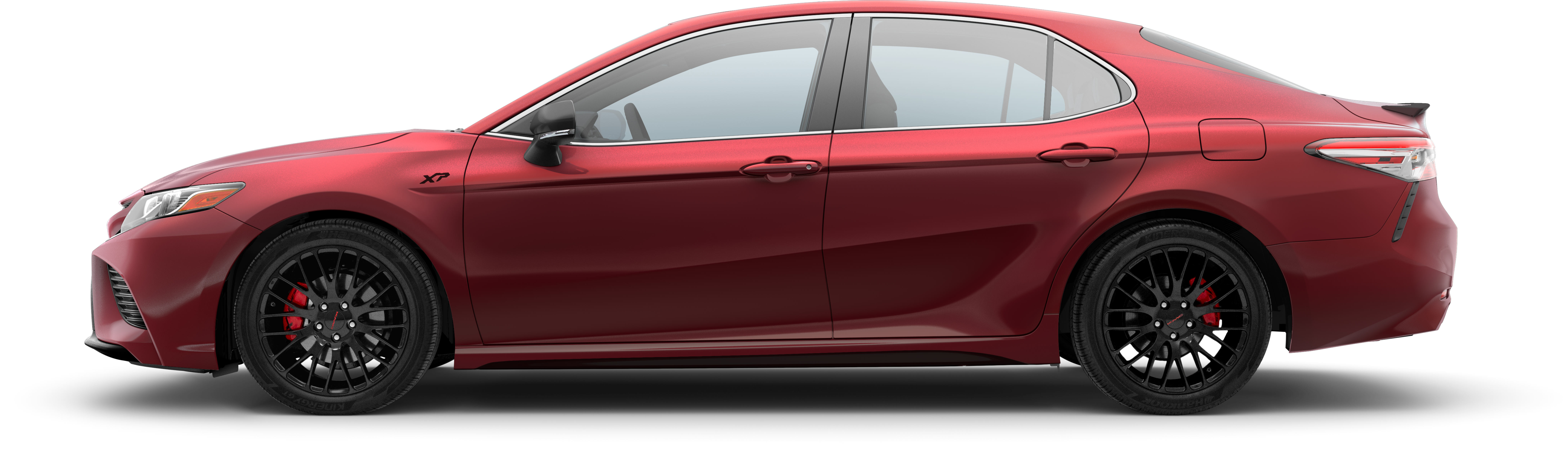 exterior shot of a ruby red Toyota Camry XP Series