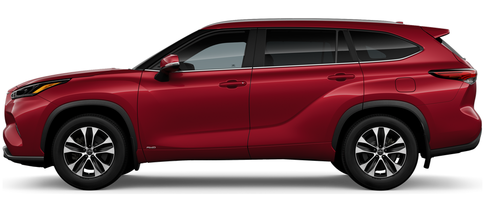 Side profile of a 2026 highlander Highlander Hybrid XLE 2.5L 4-Cyl. Engine All-Wheel Drive