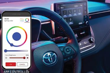 Toyota Interior SmartLED Ambient Lighting controlled through Toyota app Toyota Accessories