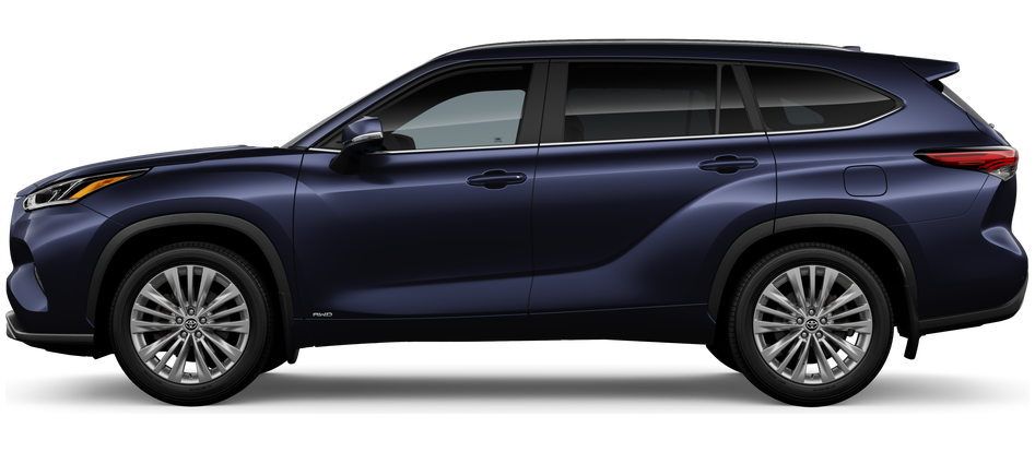 Side profile of a 2026 highlander Highlander Hybrid Platinum 2.5L 4-Cyl. Engine All-Wheel Drive