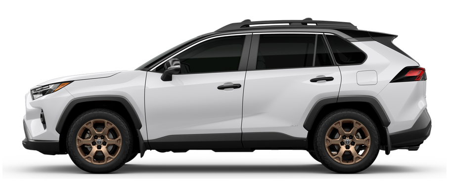 Side profile of a 2025 rav4 RAV4 Hybrid Woodland Edition 2.5L 4-Cyl. Engine All-Wheel Drive