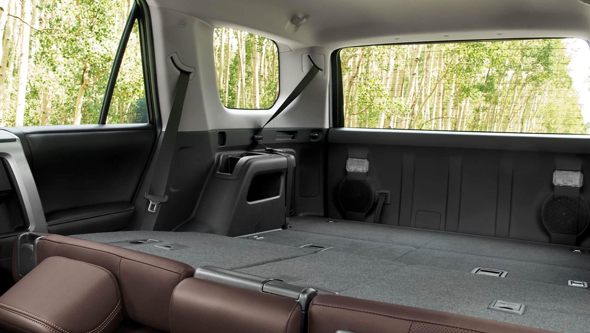 Interior back seating of a Toyota 4Runner with leather fold flat seats
