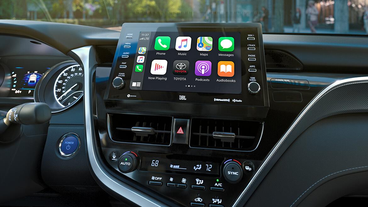 inside a Toyota Camry showing the touchscreen controls