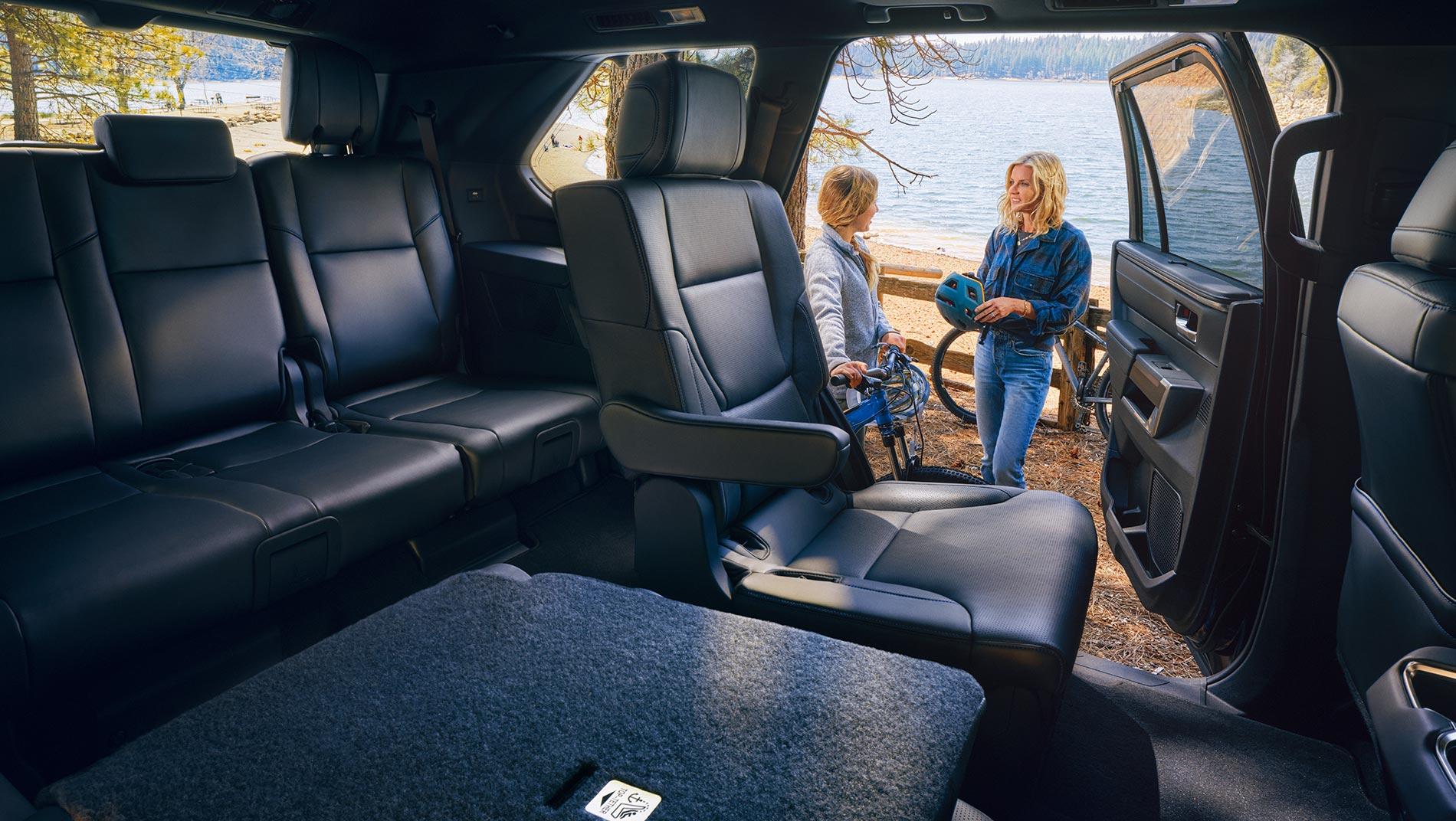 A view of the all black backseats in the 2024 Toyota Sequoia i-FORCE MAX Hybrid, & Sequoia XP