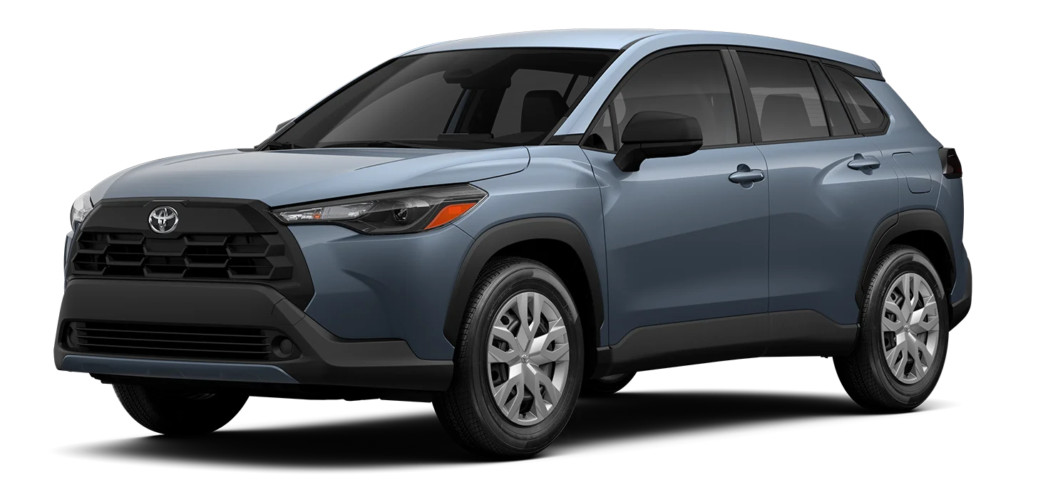 Promotional image of a 2025 or 2026 Toyota sedan, truck, or SUV hybrid vehicle shown in side profile on a white background.