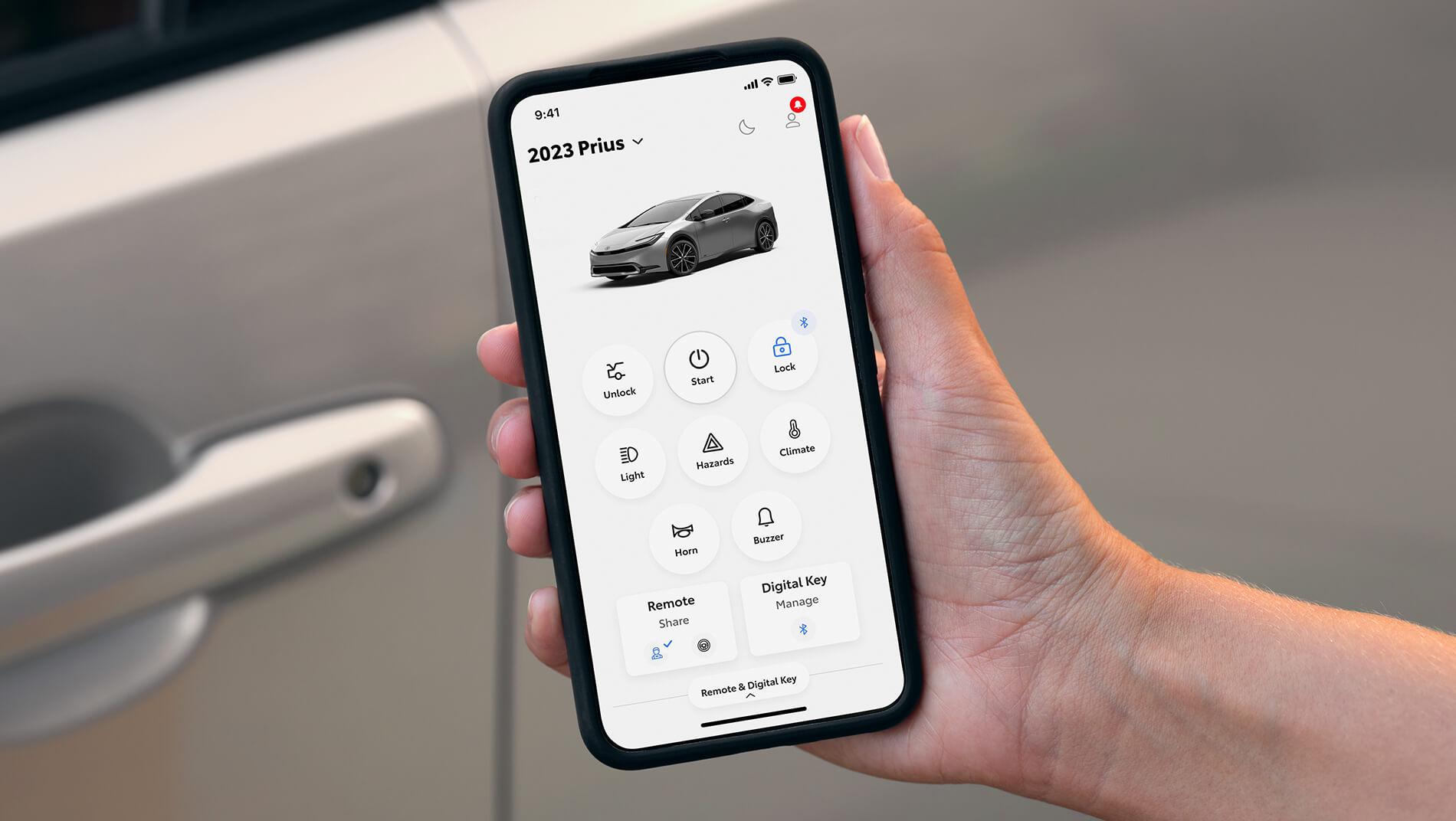 Toyota Connect App on Phone works directly with your 2023 Toyota Prius