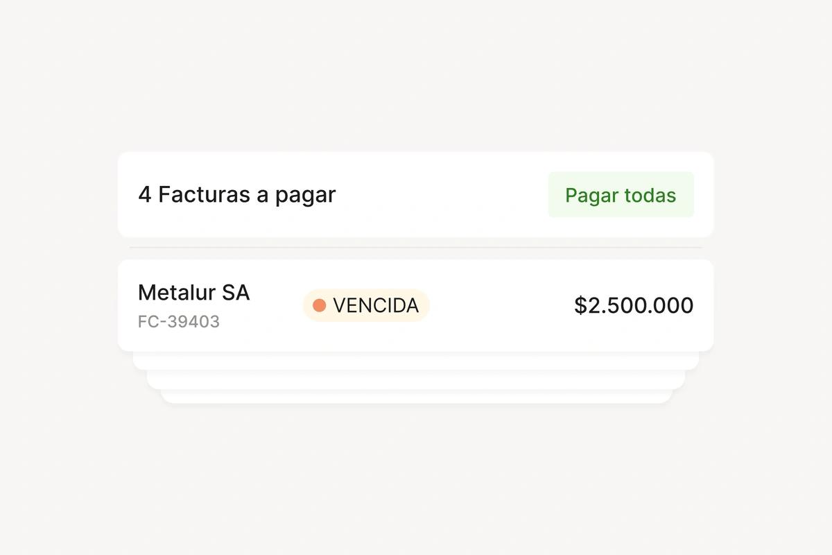 Pantalla de Pagos Inteligentes de Cresium: pago masivo