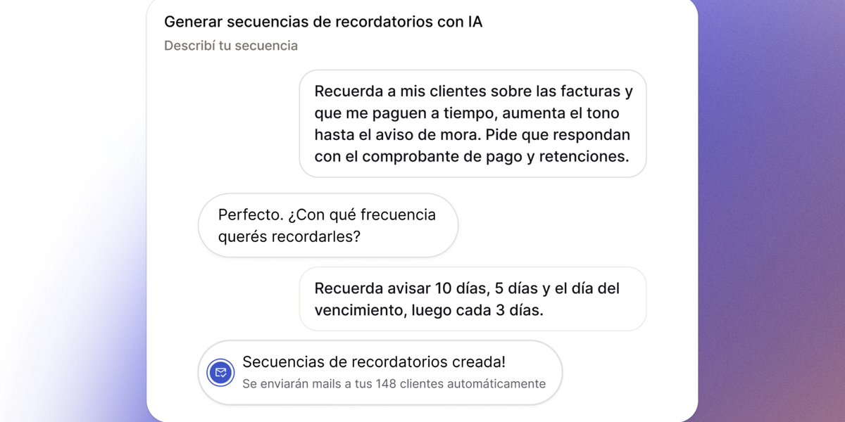 Recordatorios con IA, actividad de facturas y conciliación desde Movimientos