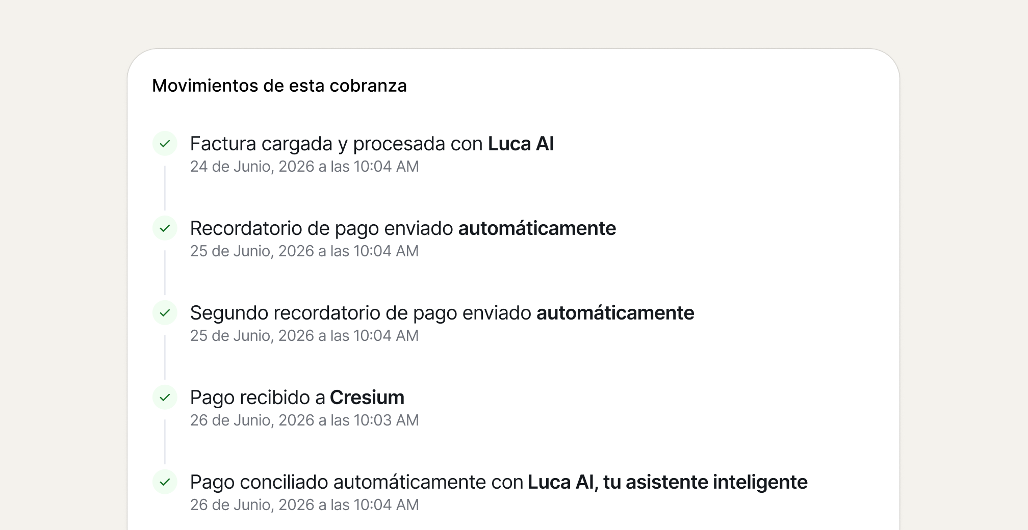 Sección de actividad de un cobro inteligente