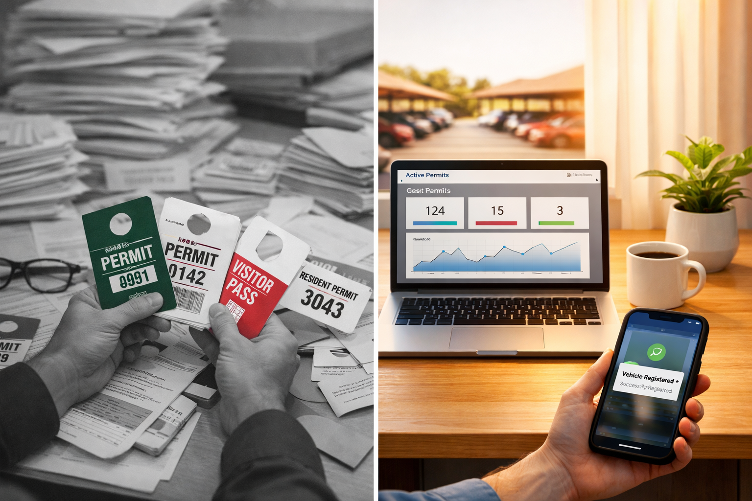 A picture showing hangtags vs. electronic permits