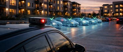 A car with an LPR camera mounted scanning vehicles