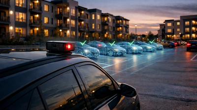 A car with an LPR camera mounted scanning vehicles