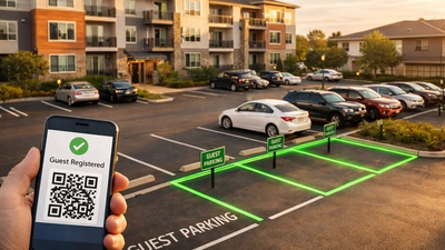 A user with a smart phone looking at outlined guest spots