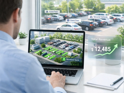 A manager viewing a HUD of his parking lot