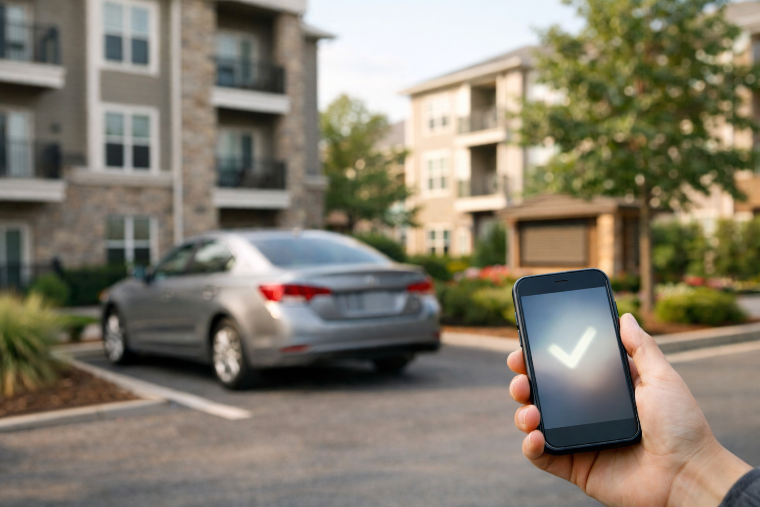 A person checking a permit on their smartphone