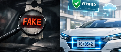 A side by side showing a fake vs real permit