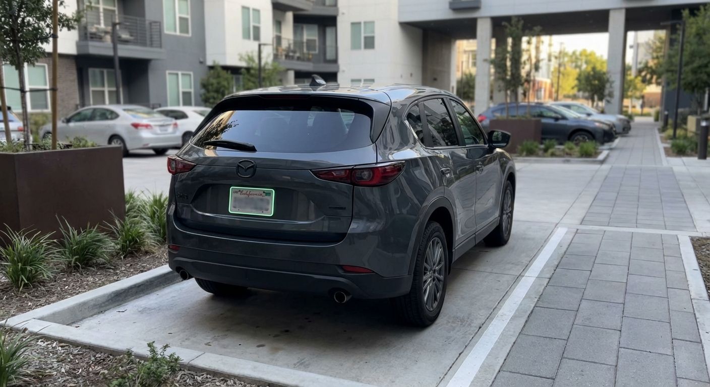 A vehicle with it's license plate outlined