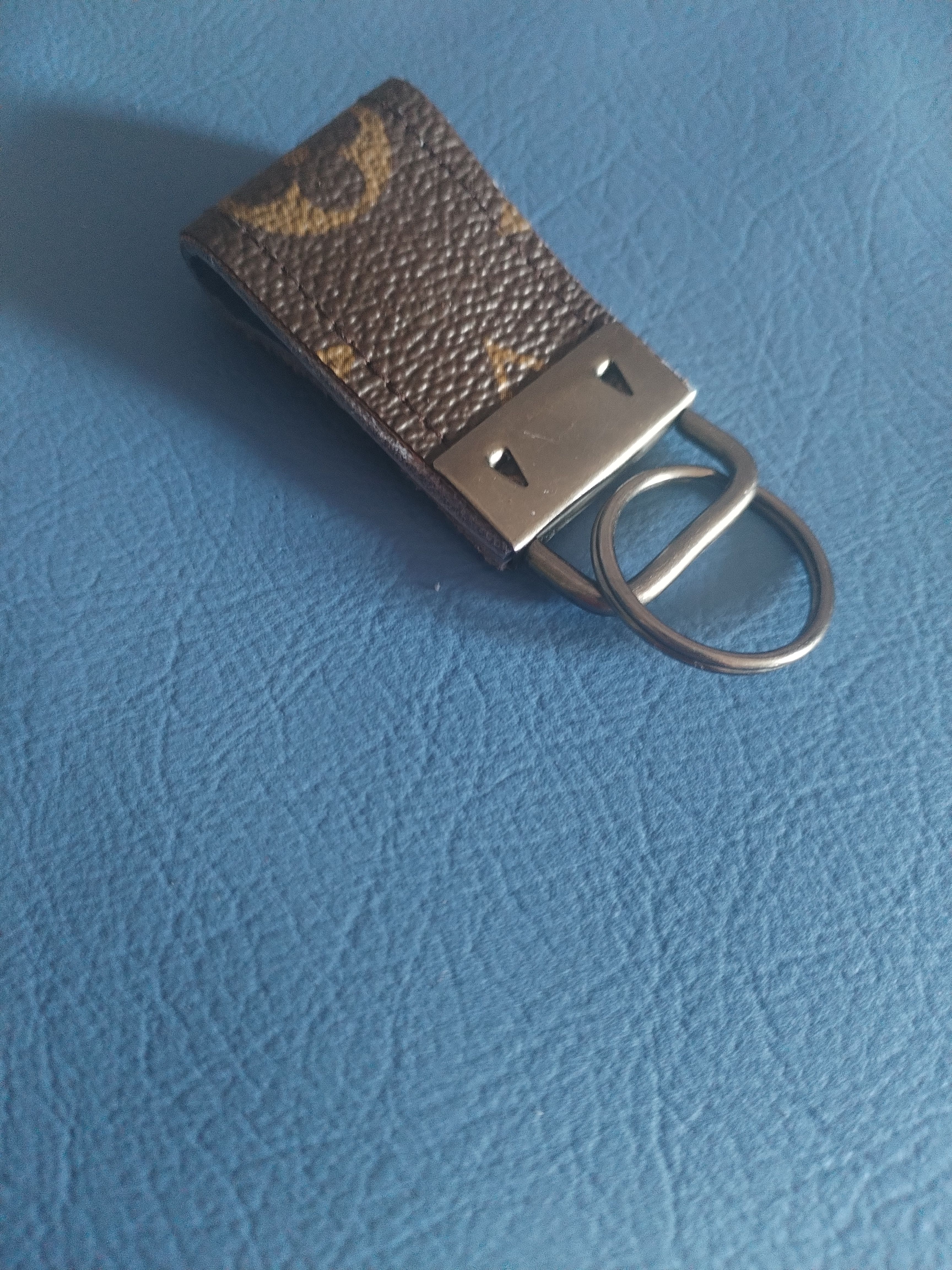 Canvas and Leather monogram key fob