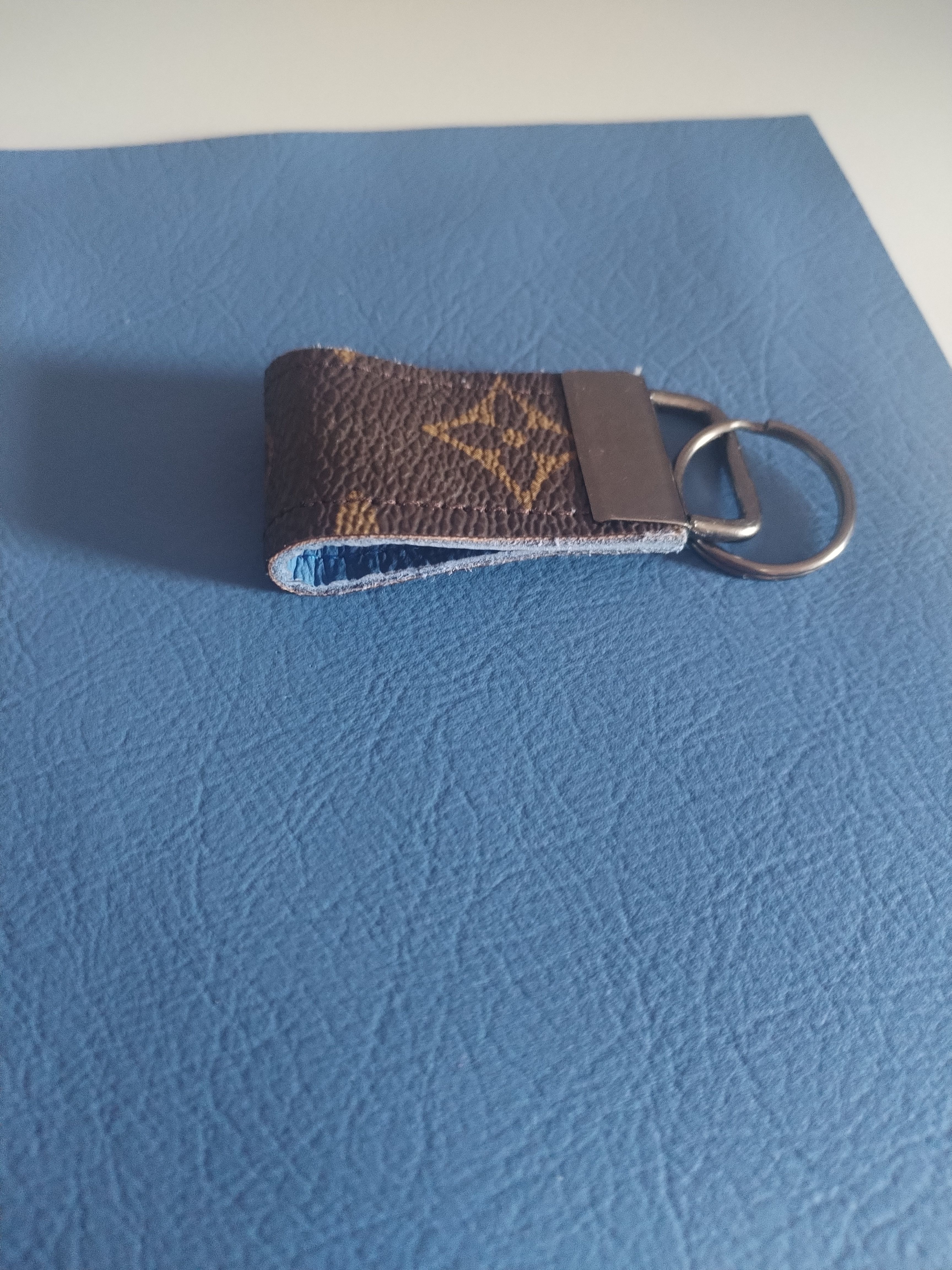 Canvas and Leather monogram key fob 5
