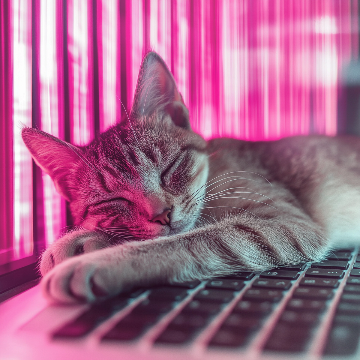 ai generated image of a cat sleeping on a laptop keyboard