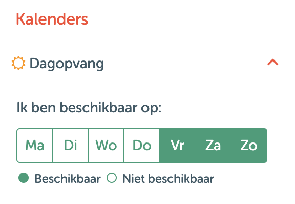 Instellingen vaste dagen in Petbnb-kalender