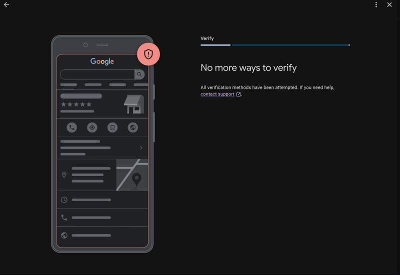 no more ways to verify GBP issue