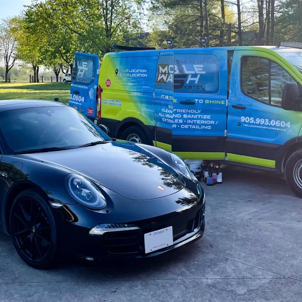 Innovative Mobile Wash System Van with customer car