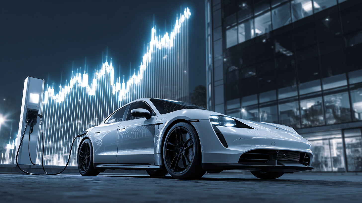 E-Auto lädt vor einem hinzugefügten Graphen