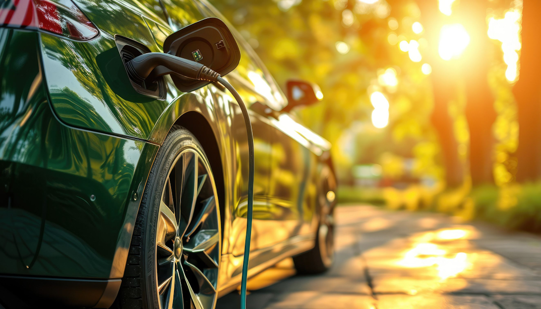 Close up of an electric car charging