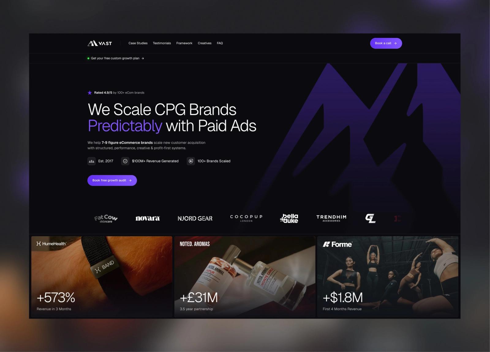 Completed Vast Media Marketing website experience