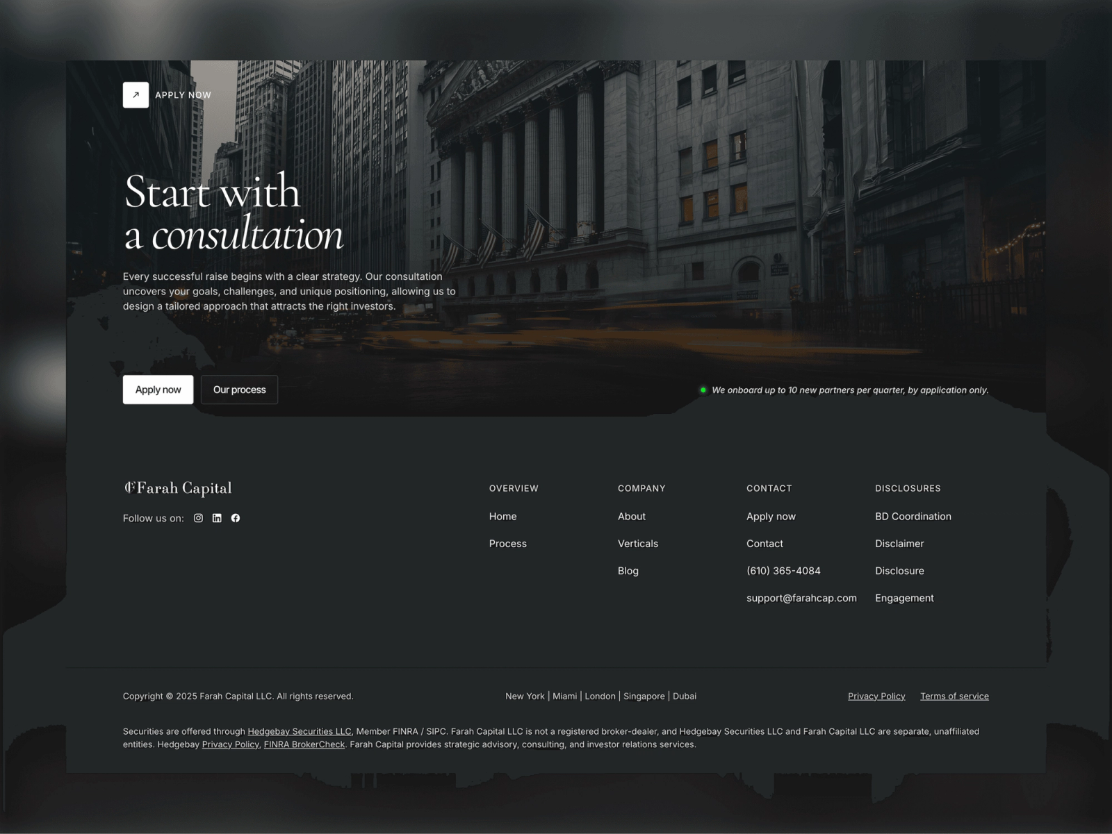 Completed Farah Capital website experience