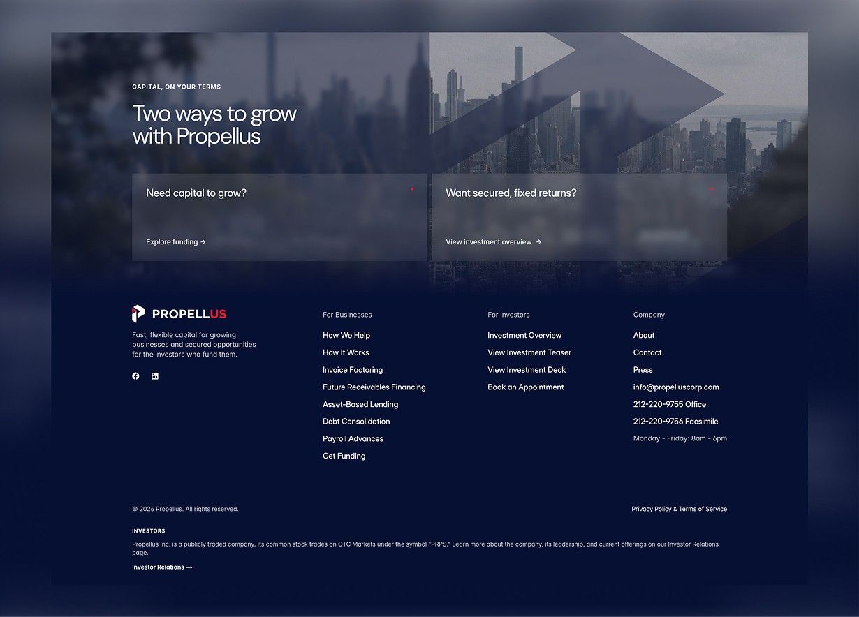 Redesigned Propellus website, screen 9
